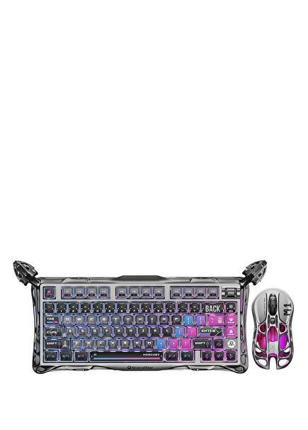 Mercury Cyberpunk K1 Pro+M1 Pro Kablosuz Rgb Işıklı Mekanik Q Gaming Klavye ve Optik Mouse Seti