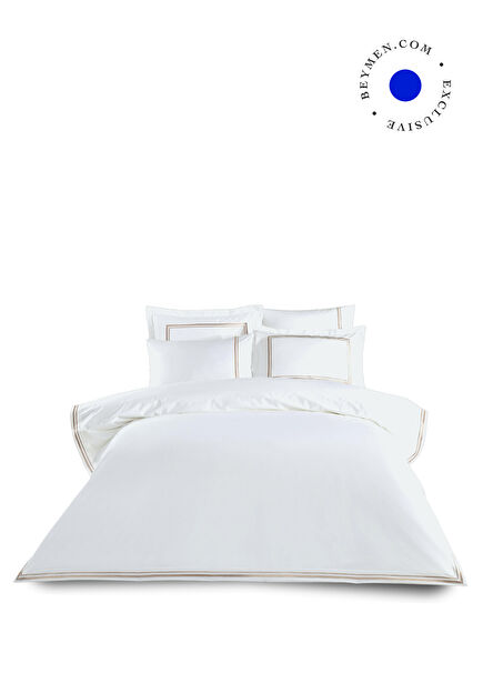 Marmi Beyaz Pamuklu Çift Kişilik Nevresim Takımı 200 x 220 cm