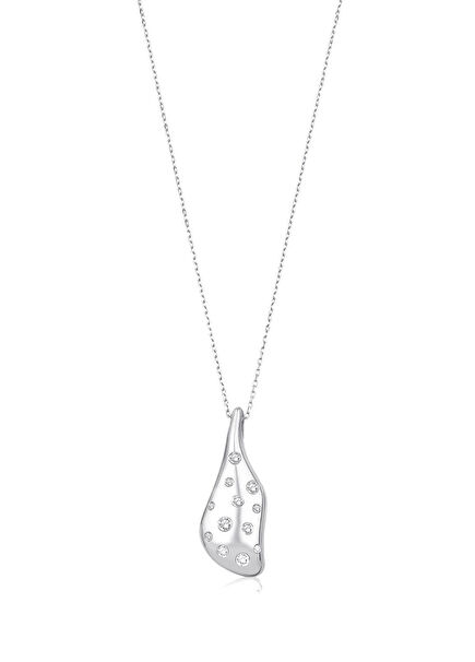 Aja 925 Rhodium Plated Women's Necklace on Sterling Silver with Stone