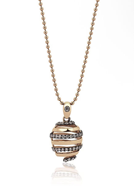 Sarmal Pırlanta Taşlı 14 Ayar Altın Kadın Kolye