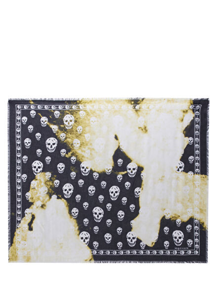 Skull Black Yellow Women's Scarf