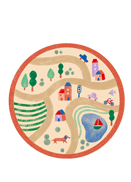 Dreamscape Yuvarlak Yıkanabilir Çocuk Halısı 140 cm