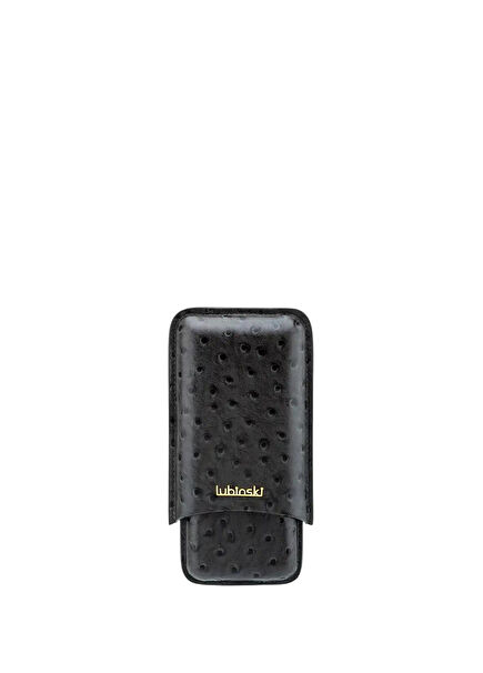 Black Patterned 3-Piece 60 Ring Leather Cigar Case