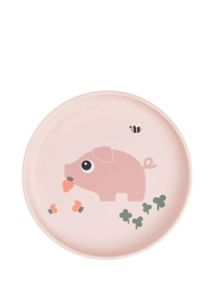 Tiny Farm Pink Non-Slip Kids Plate