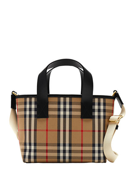 Check Tote Beige Girls' Shoulder Bag