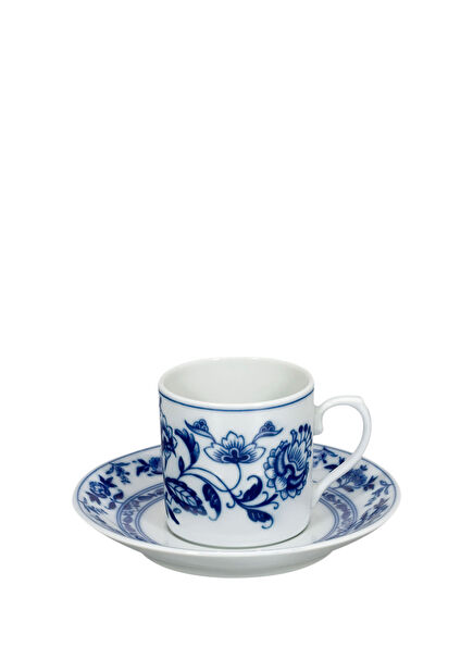 Margao Blue Patterned Porcelain Coffee Cup and Saucer
