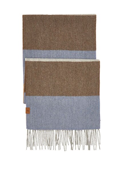 Beige Herringbone Patterned Men's Wool Scarf