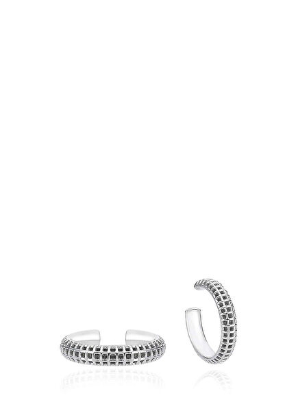 Semita Rhodium Plated 925 Sterling Silver Unisex Cartilage Earrings