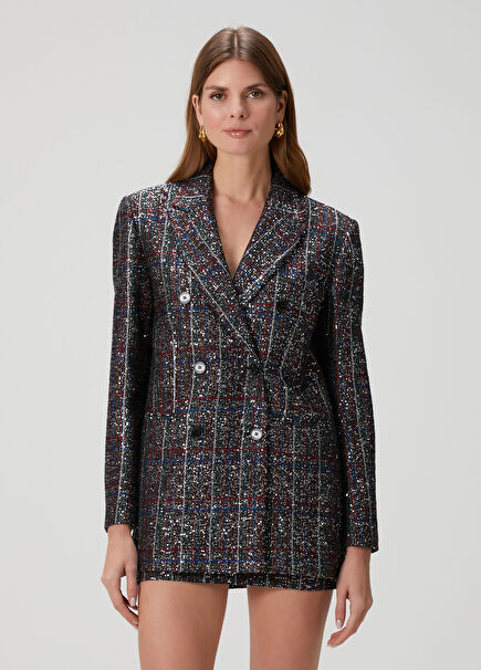 Payetli Kruvaze Ceket