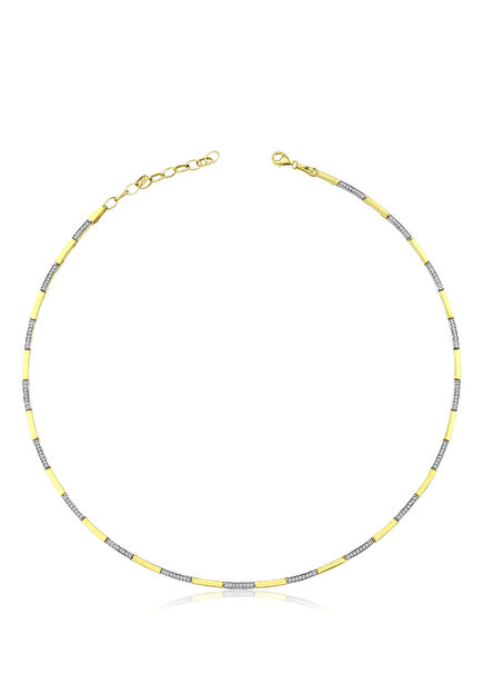 Dia Zircon Stone Gold Plated 925 Sterling Silver Women's Necklace