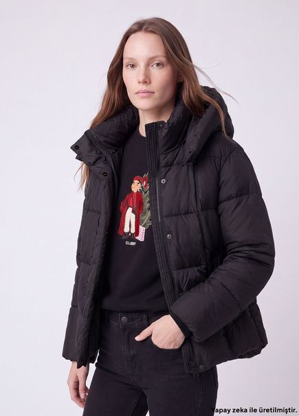 Black Hooded Puffer Jacket