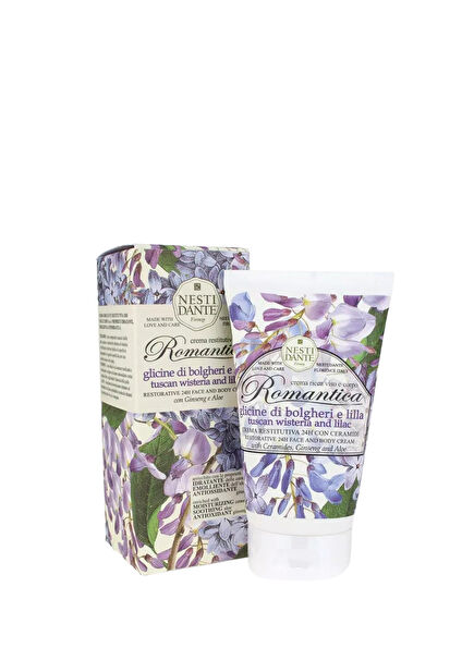 Romantica Toskana Mor Salkım ve Leylak Kokulu Nemlendirici Cilt Vegan Bakımı Yüz ve Vücut Kremi 150 gr