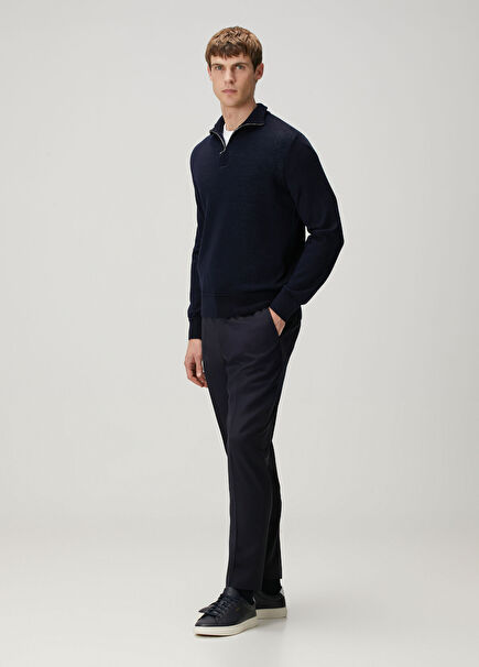 Lacivert Yün Pantolon