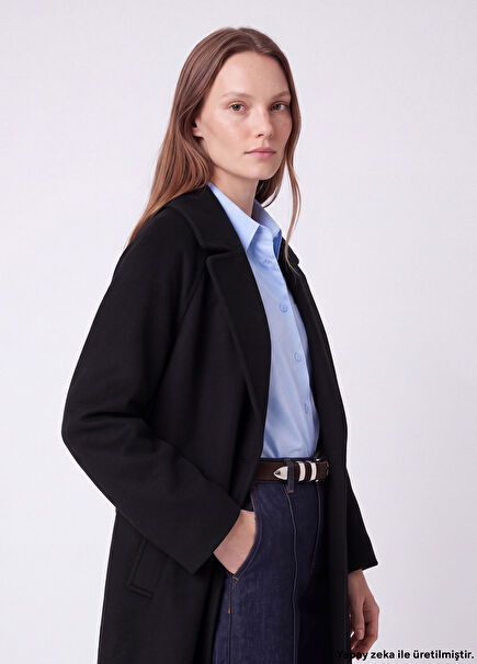 Black Belt Wool Coat