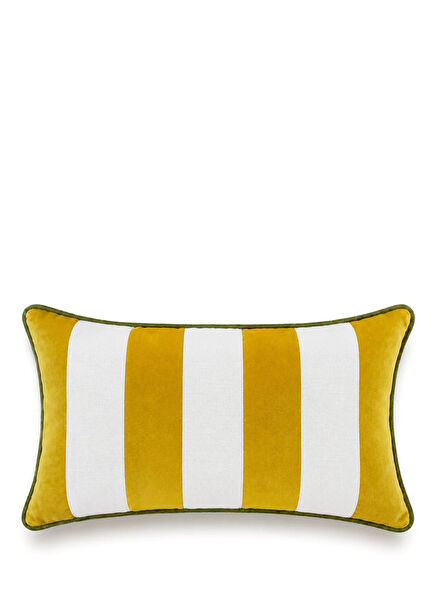 Oliva Yellow & White Striped Welt Decorative Throw Pillow 35 x 55 cm