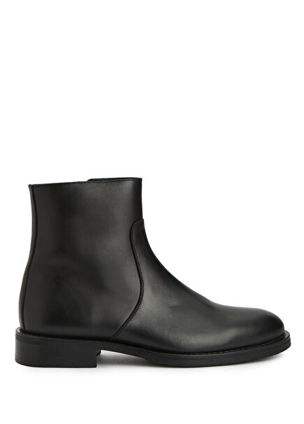 Black Rubber Details Men's Leather Boots