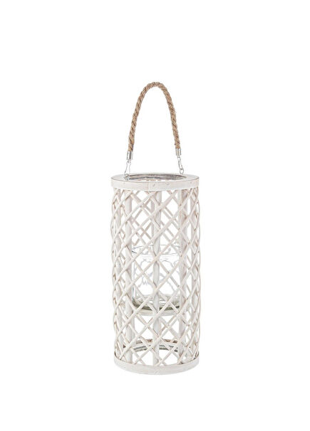 Silves L Dekoratif Beyaz Fener Mumluk 40 cm