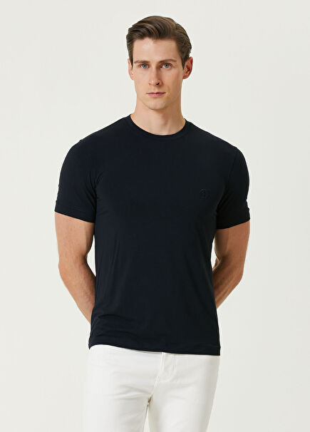 Lacivert Logo Nakışlı T-shirt