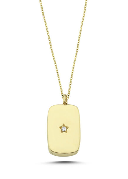 Eta Carinae 14K Gold Women's Picture Necklace with Medallion Cap Diamonds