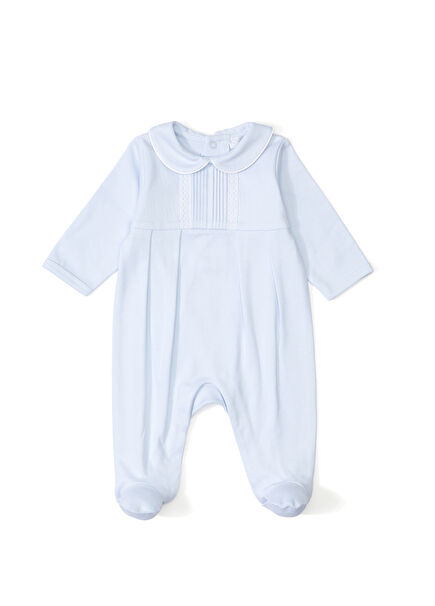 Mavi Pile Detaylı Erkek Bebek Tulum