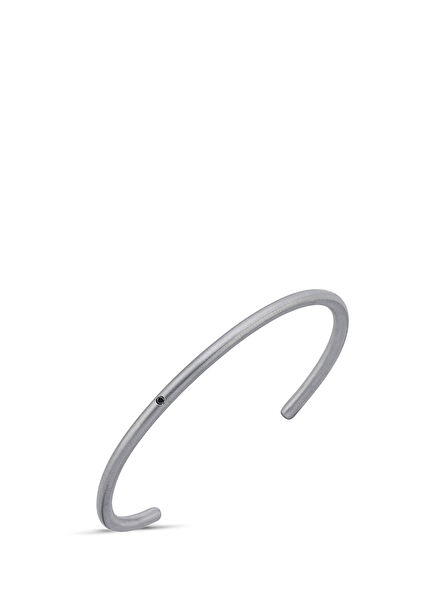 Siyah Pırlantalı 925 Ayar Gümüş Erkek Bileklik