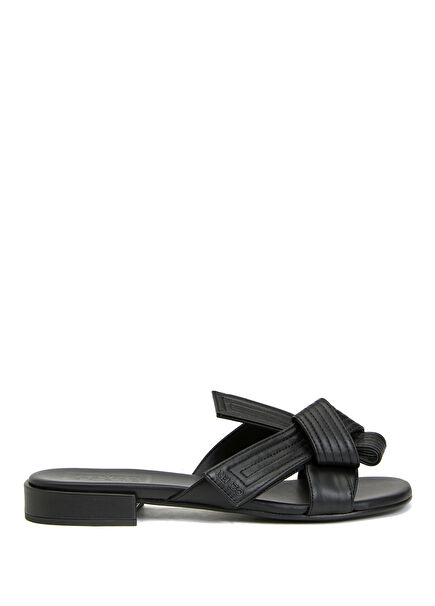 Black Womens Leather Slippers