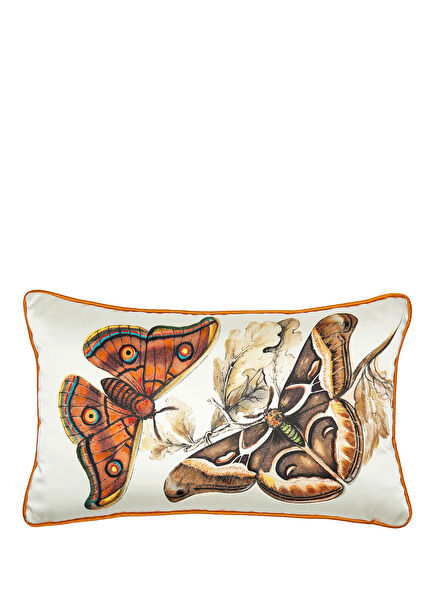 Butterfly Pattern Beige Silk Pillow 40x60 cm