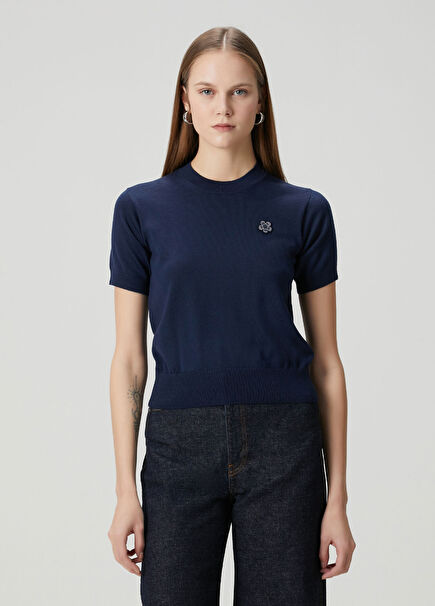 Boke Flower Lacivert Yün T-shirt