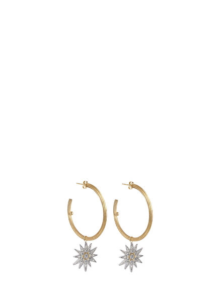 Celestial Star Golden Hoop 925 Ayar Gümüş Kadın Zirkon Küpe