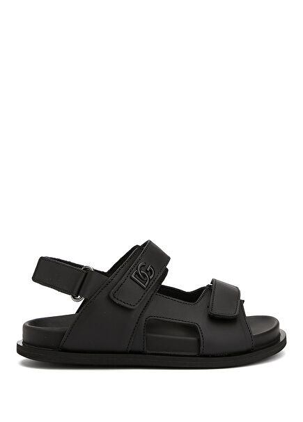 Siyah Erkek Çocuk Deri Sandalet