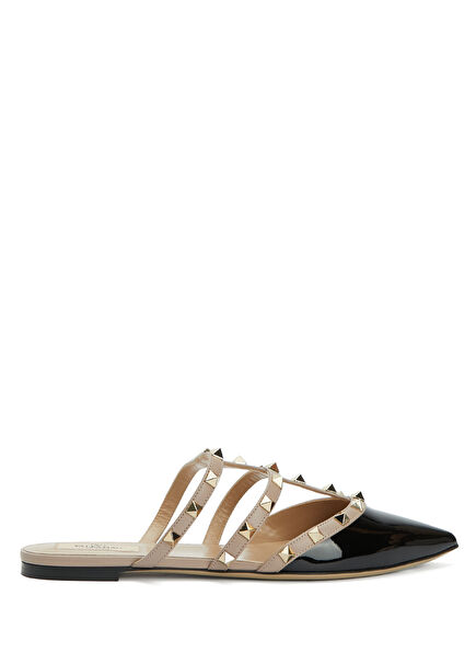 Rockstud Black Powder Women's Leather Slippers