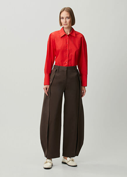 Kahverengi Wide Leg Pantolon