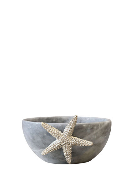 Luminara Grey Marble Brass Bowl with Accessories