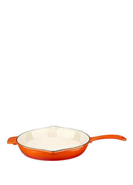 Cast Iron Solid Frying Pan Edition Series Orange Round Frying Pan 28 cm