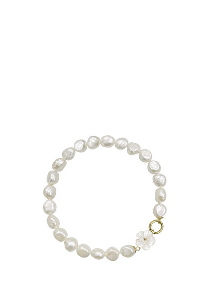 Cleito 925 Sterling Silver 24K Gold Plated Women's Pearl Bracelet
