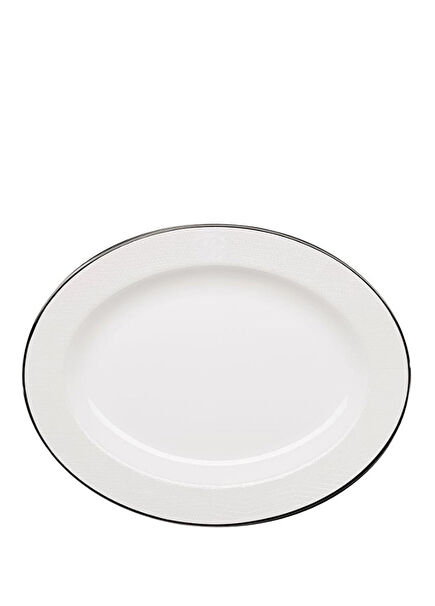 Lizzard Platinum Snakeskin Patterned Porcelain Oval Serving Plate 36 cm