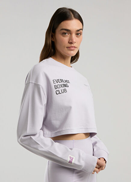 Boxing Club Lila Oversize Uzun Kollu Kadın T-shirt