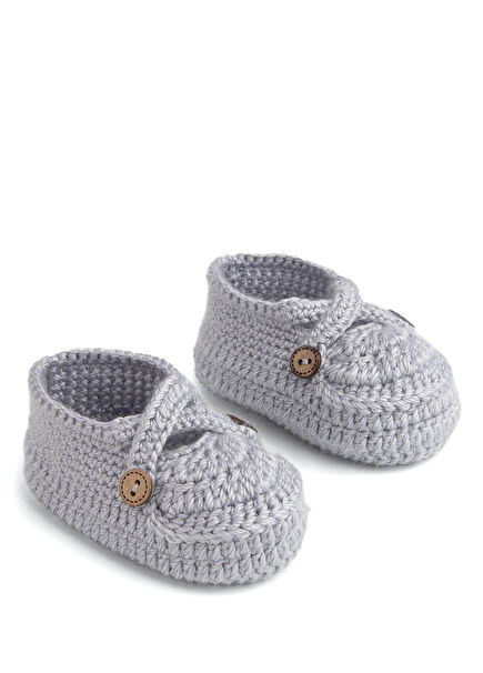 Gri Çapraz Şeritli Erkek Bebek Patik