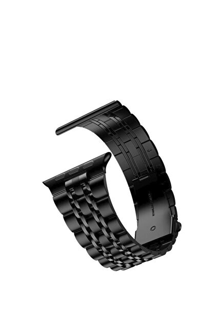 Apple Watch Uyumlu 44/45/46/49 mm Beads Loop Siyah Çelik Kordon