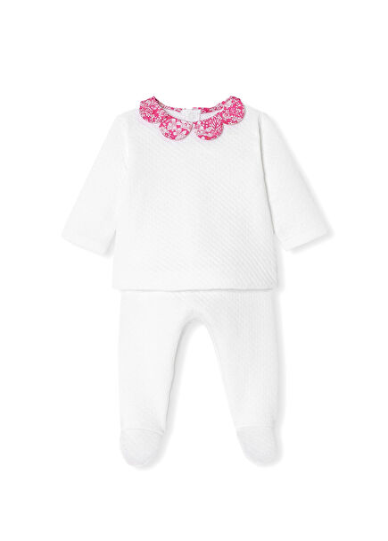Beyaz Jarse Çift Taraflı Kız Bebek 2'li Set