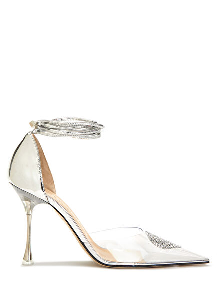 Şeffaf Taşlı Figür İşlemeli Topuklu Ayakkabı