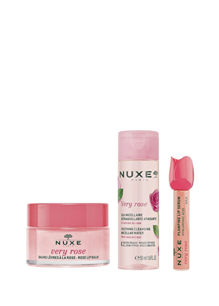 Very Rose Dudak Balmı + Dolgunlaştırıcı Dudak Bakım Serumu + Makyaj Temizleme Suyu 50 ml Cilt Bakım Seti