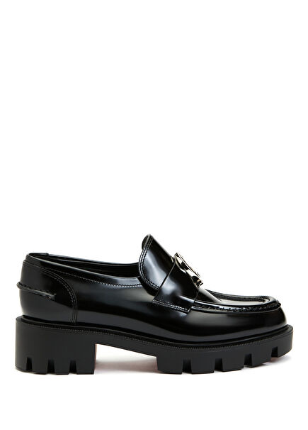 Moc Lug Black Women's Leather Loafer
