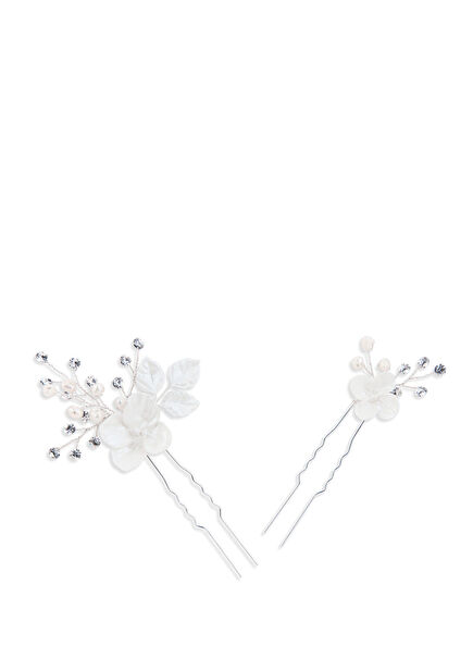 Iva Porselen Çiçek ve Kristal Taşlı Duvak Aksesuarı