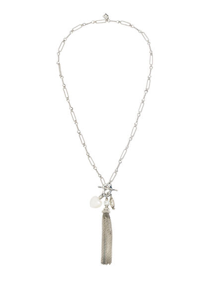 Sallantılı Zincirli Kalp Detaylı Kadın Kolye