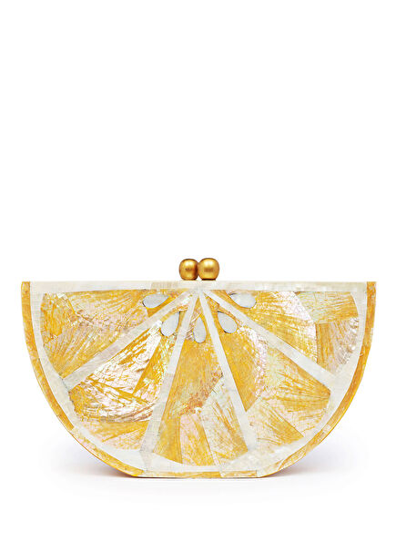 Lemon Sarı Desenli Sedef Kadın El Çantası