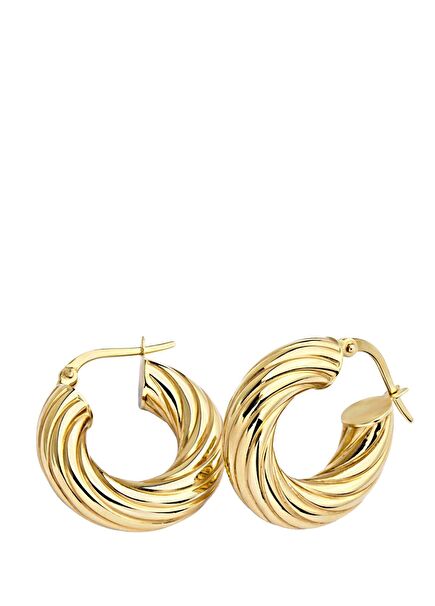 Twisted Bold Gold Hoops 14 Carat Yellow Gold Pair Earrings