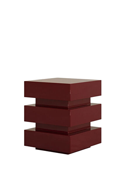 De Stijl Kübik Bordo Yan Sehpa Tabure