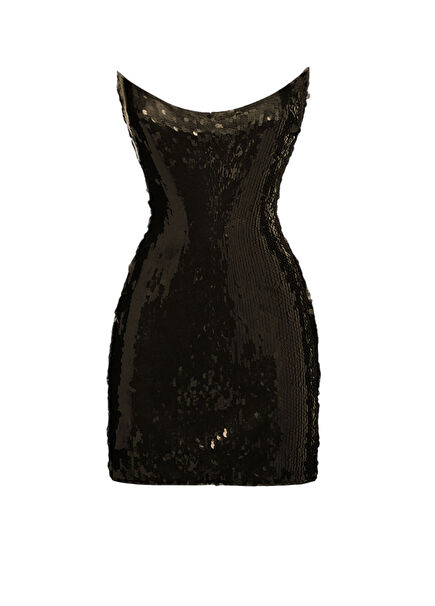 Términos Siyah Kadın Payet Elbise