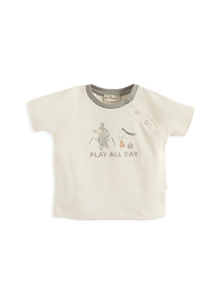 Cute Circus Raglan Ecru Short Sleeve Unisex Baby T-shirt